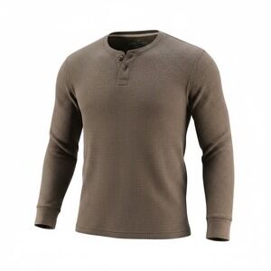 Faded Glory Henley Shirt XL Brown Waffle Knit Utility Normcore Gorpcore